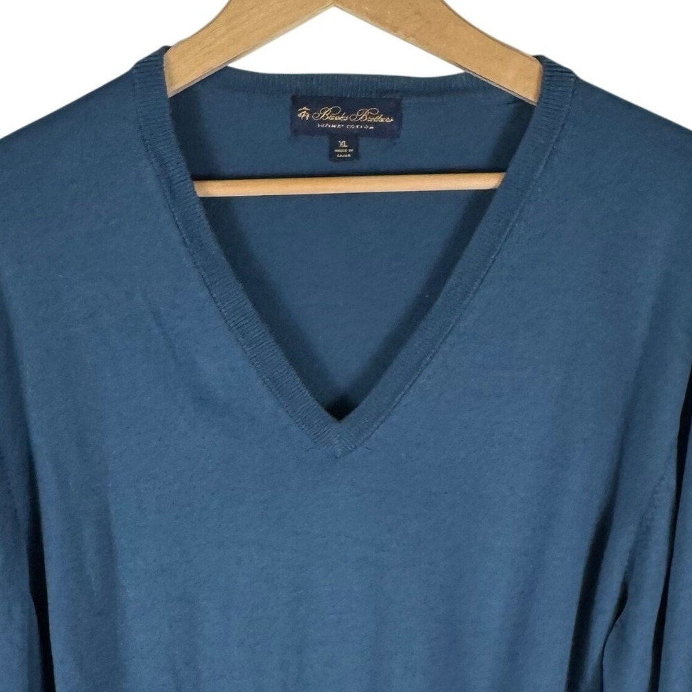 Brooks Brothers Supima Cotton Sweater Mens XL Blue V-Neck Long Sleeve Knit